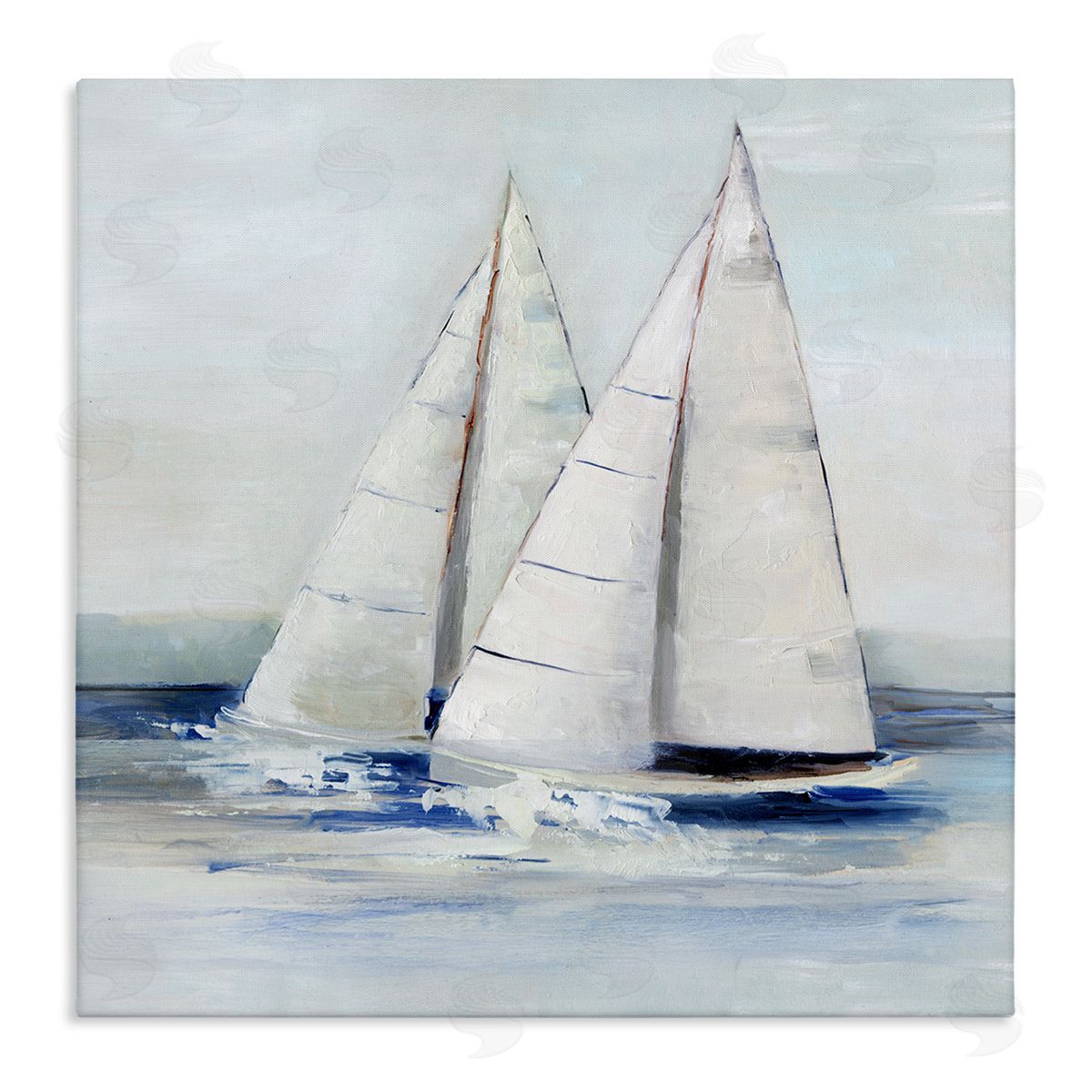 Sally Swatland Sailboats Coastal Waves Splashing Stretched Canvas Wall Art Print
