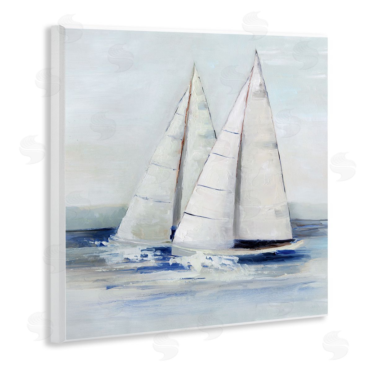 Sally Swatland Sailboats Coastal Waves Splashing Wooden Wall Plaque Art Print