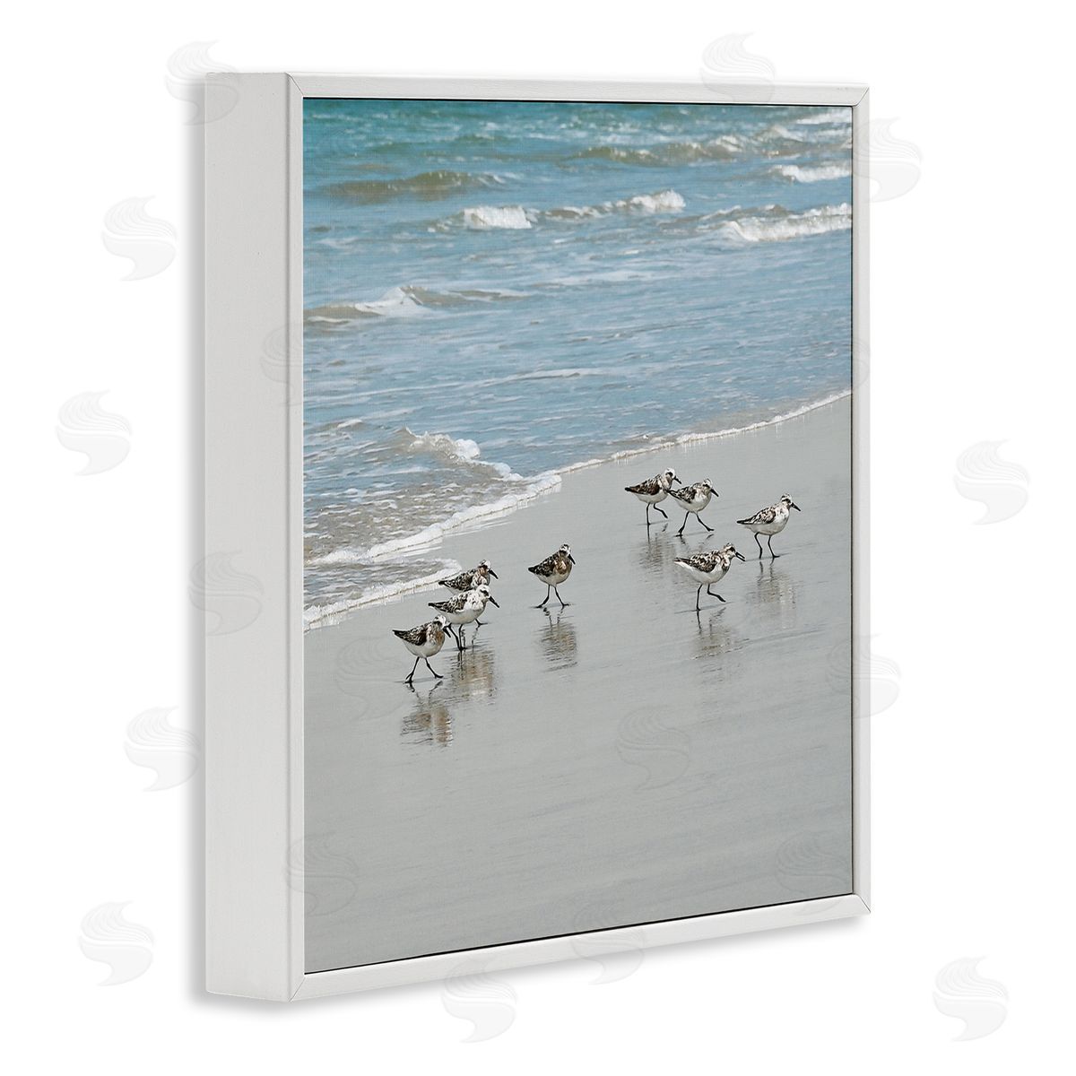 Natalie Carpentieri Sandpipers Flock Sandy Beach Shore White Framed Glicee Wall Art Print