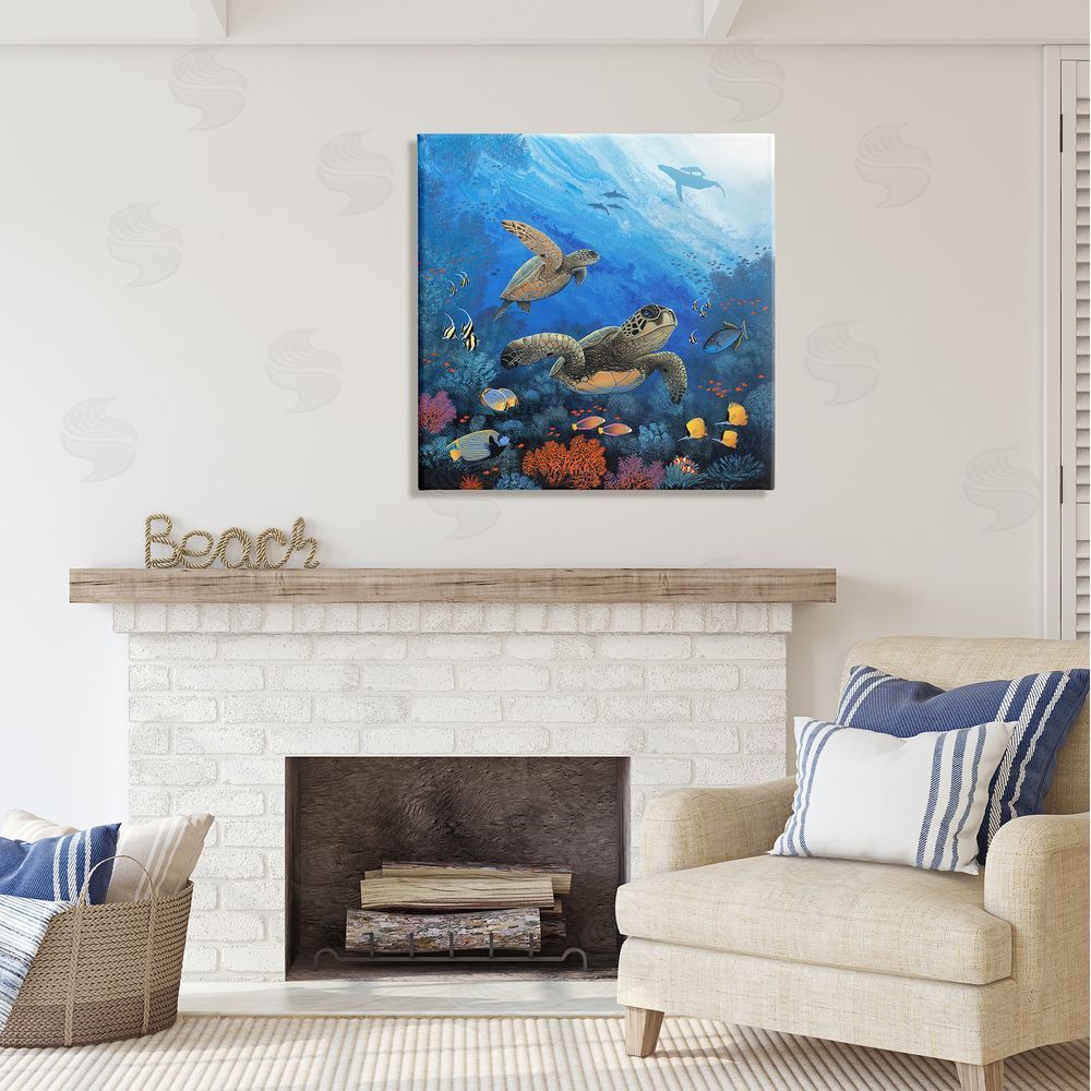 Jon Rattenbury Underwater Turtles & Fish Canvas Wall Art in Room