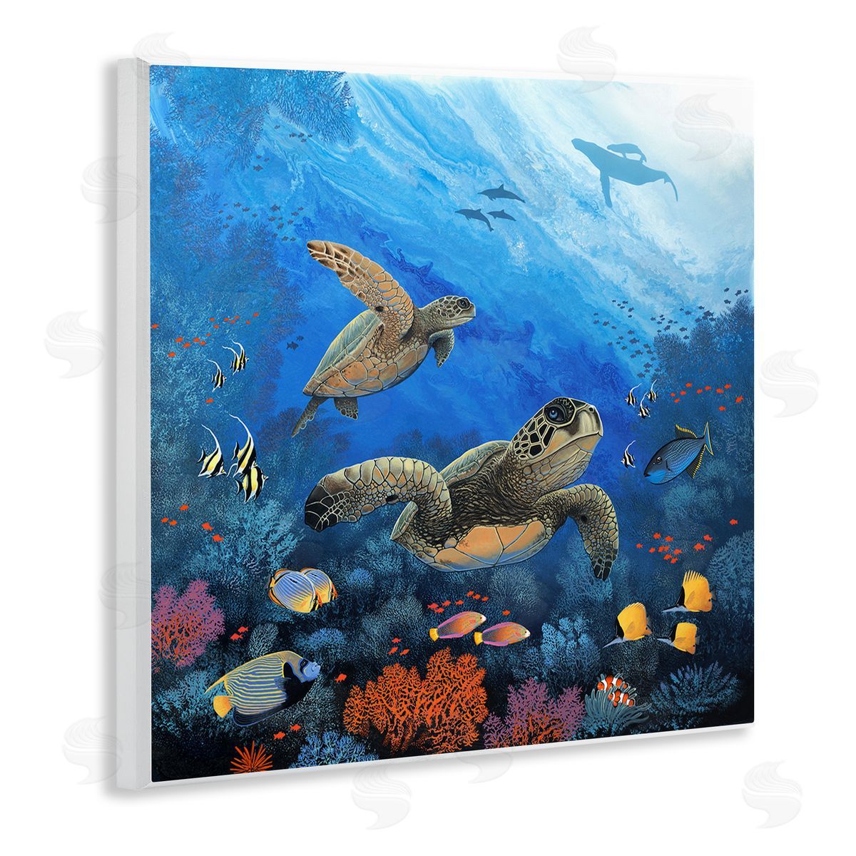Jon Rattenbury Underwater Turtles & Fish Wooden Wall Plaque Art Print