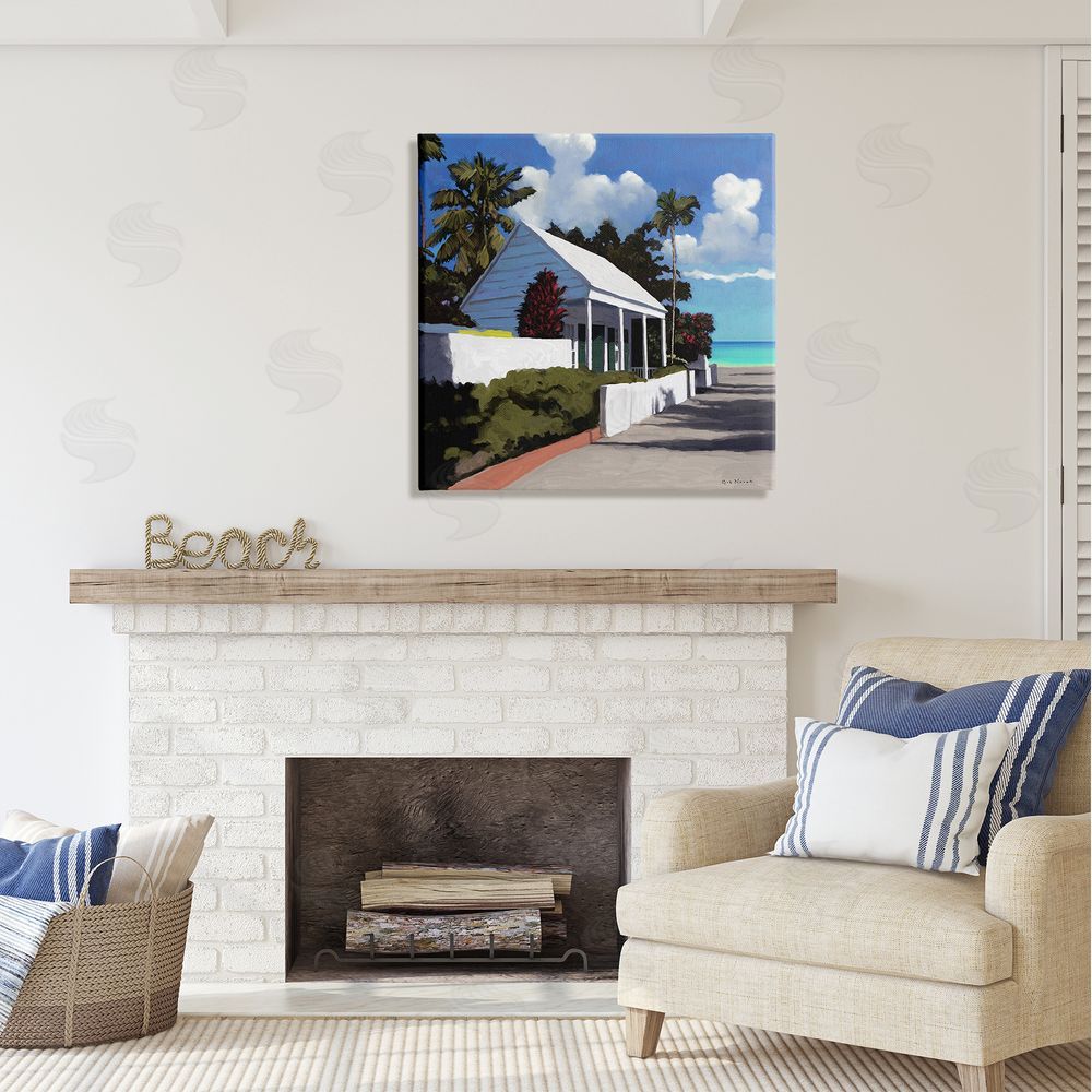 Rick Novak Waterfront House Road Beach Coast Canvas Wall Art in Room