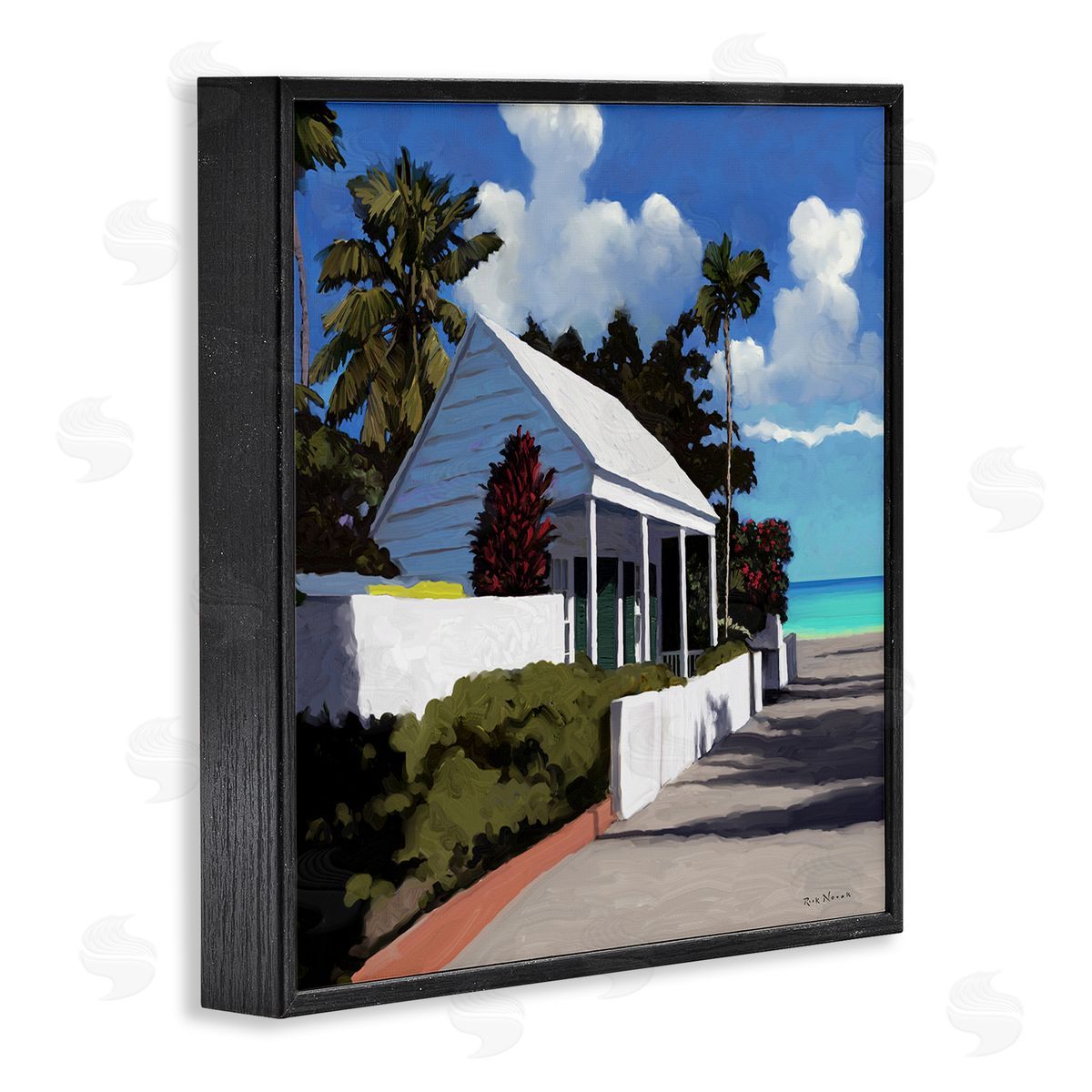 Rick Novak Waterfront House Road Beach Coast Black Framed Glicee Wall Art Print