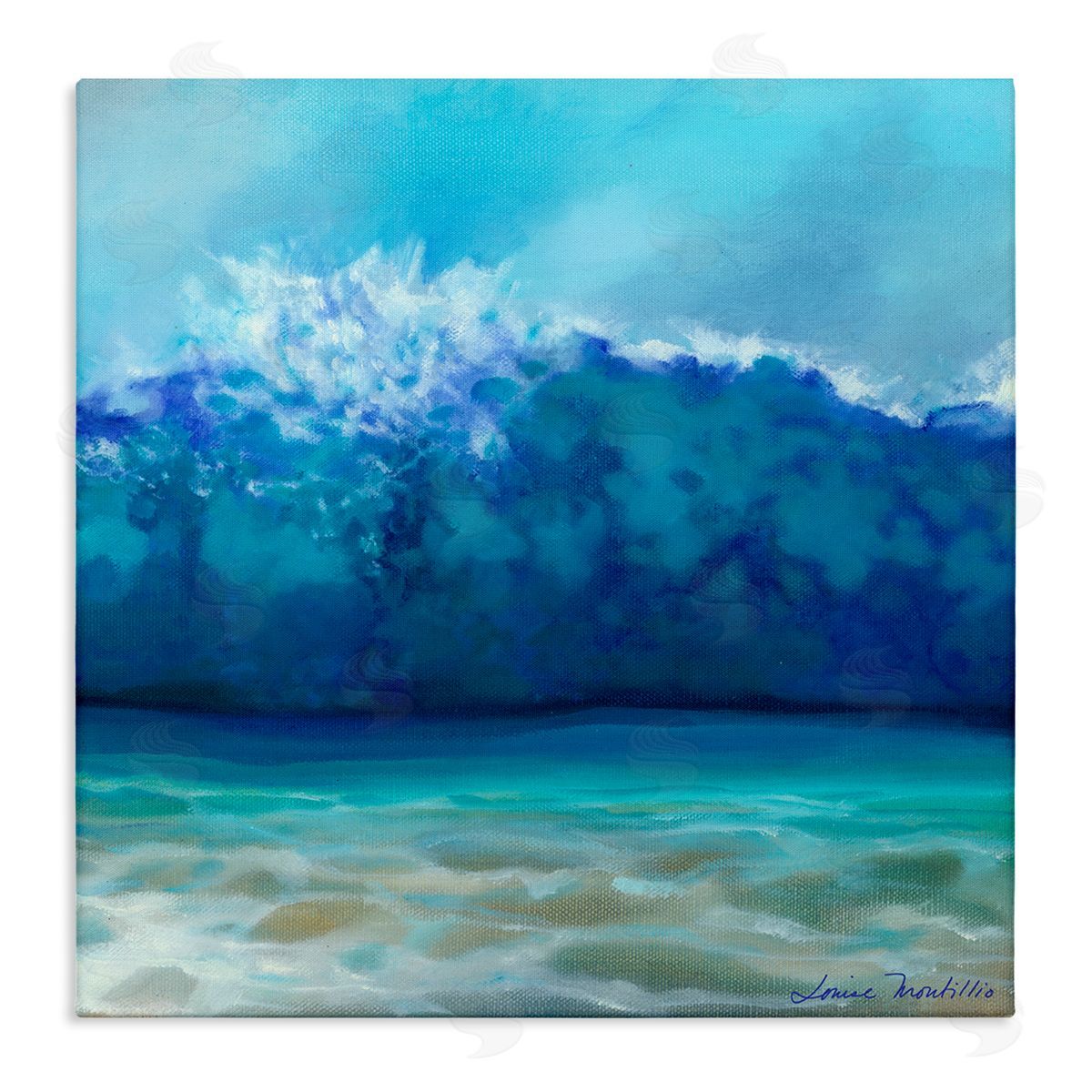 Louise Montillio Vivid Blue Tsunami Wave Splash Stretched Canvas Wall Art Print