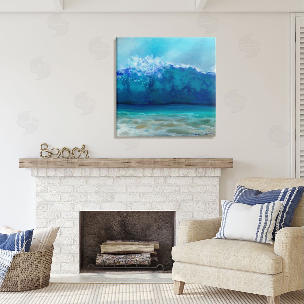 Louise Montillio Vivid Blue Tsunami Wave Splash Canvas Wall Art in Room