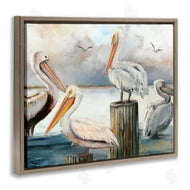 Ziwei Li | Pelicans Perched Cloudy Horizon