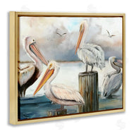 Ziwei Li | Pelicans Perched Cloudy Horizon