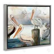 Ziwei Li | Pelicans Perched Cloudy Horizon