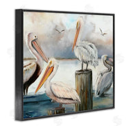 Ziwei Li | Pelicans Perched Cloudy Horizon