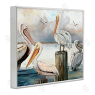 Ziwei Li | Pelicans Perched Cloudy Horizon
