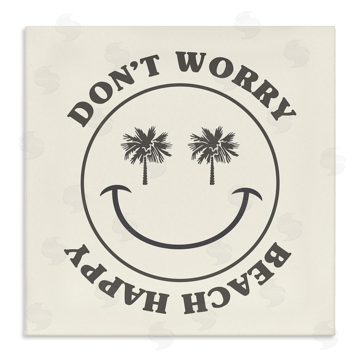 Stupell Studio Don't Worry Beach Happy Smile Stretched Canvas Wall Art Print