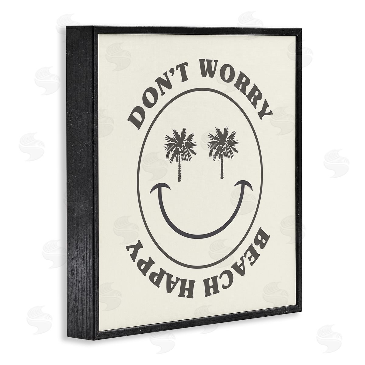 Stupell Studio Don't Worry Beach Happy Smile Black Framed Glicee Wall Art Print