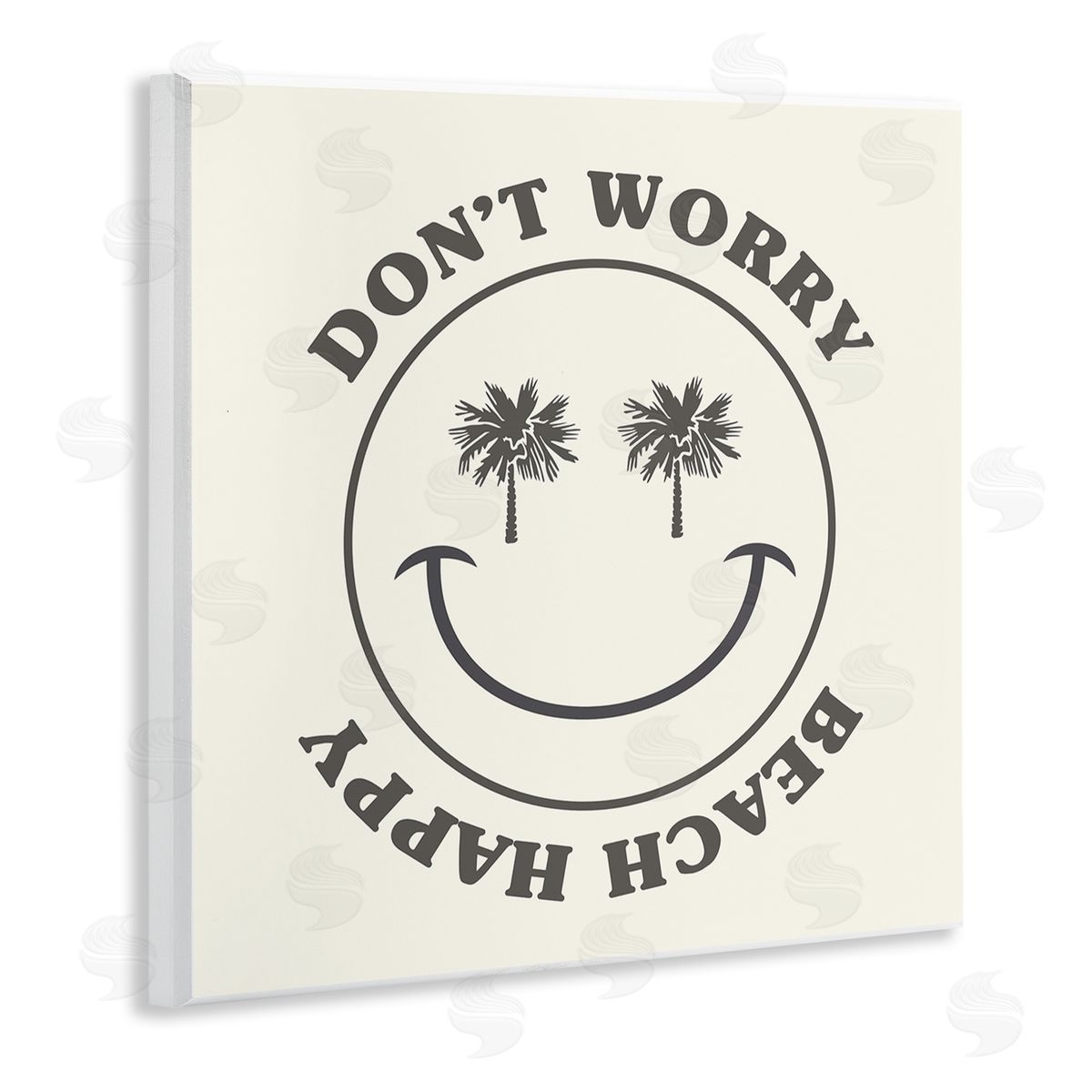 Stupell Studio Don't Worry Beach Happy Smile Wooden Wall Plaque Art Print