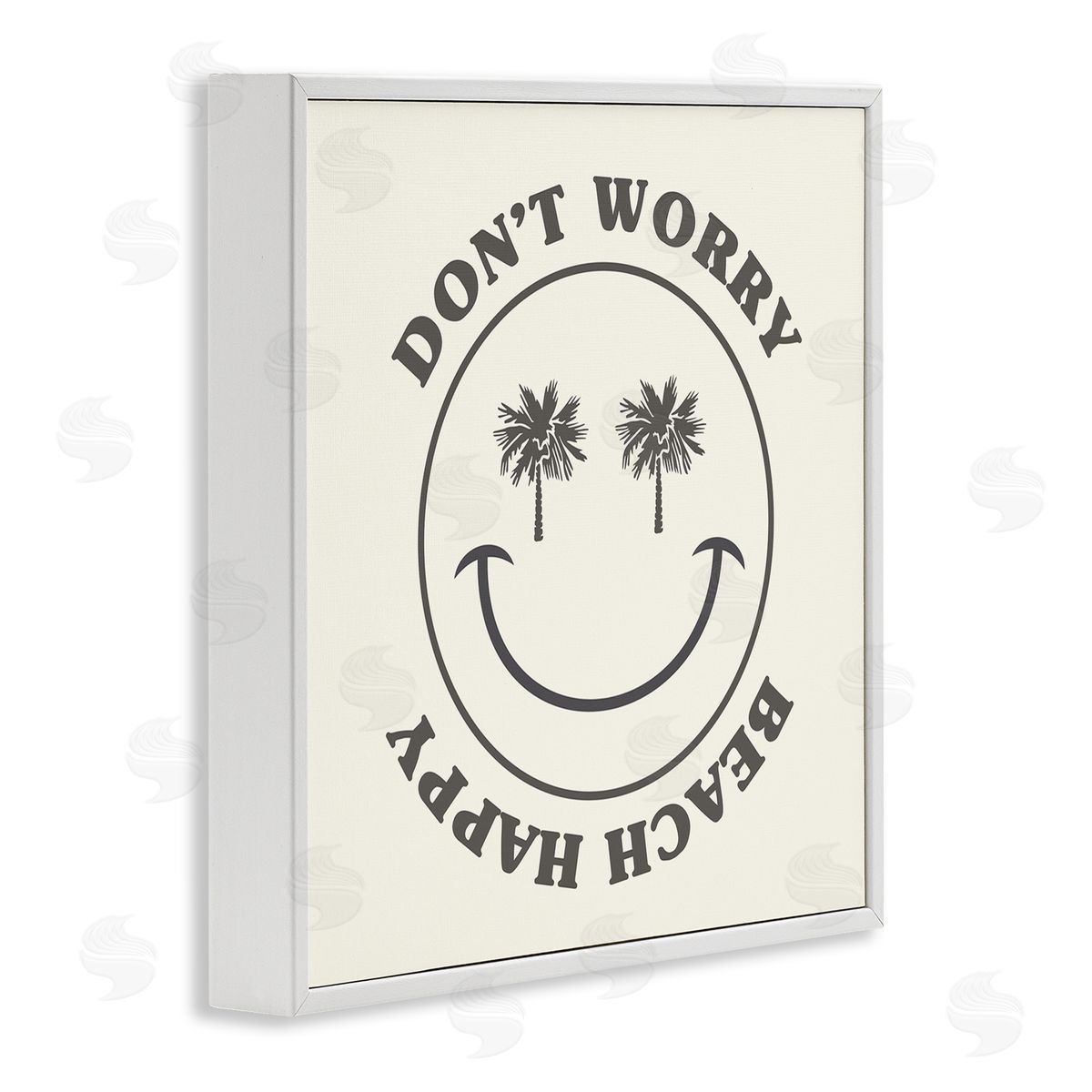 Stupell Studio Don't Worry Beach Happy Smile White Framed Glicee Wall Art Print