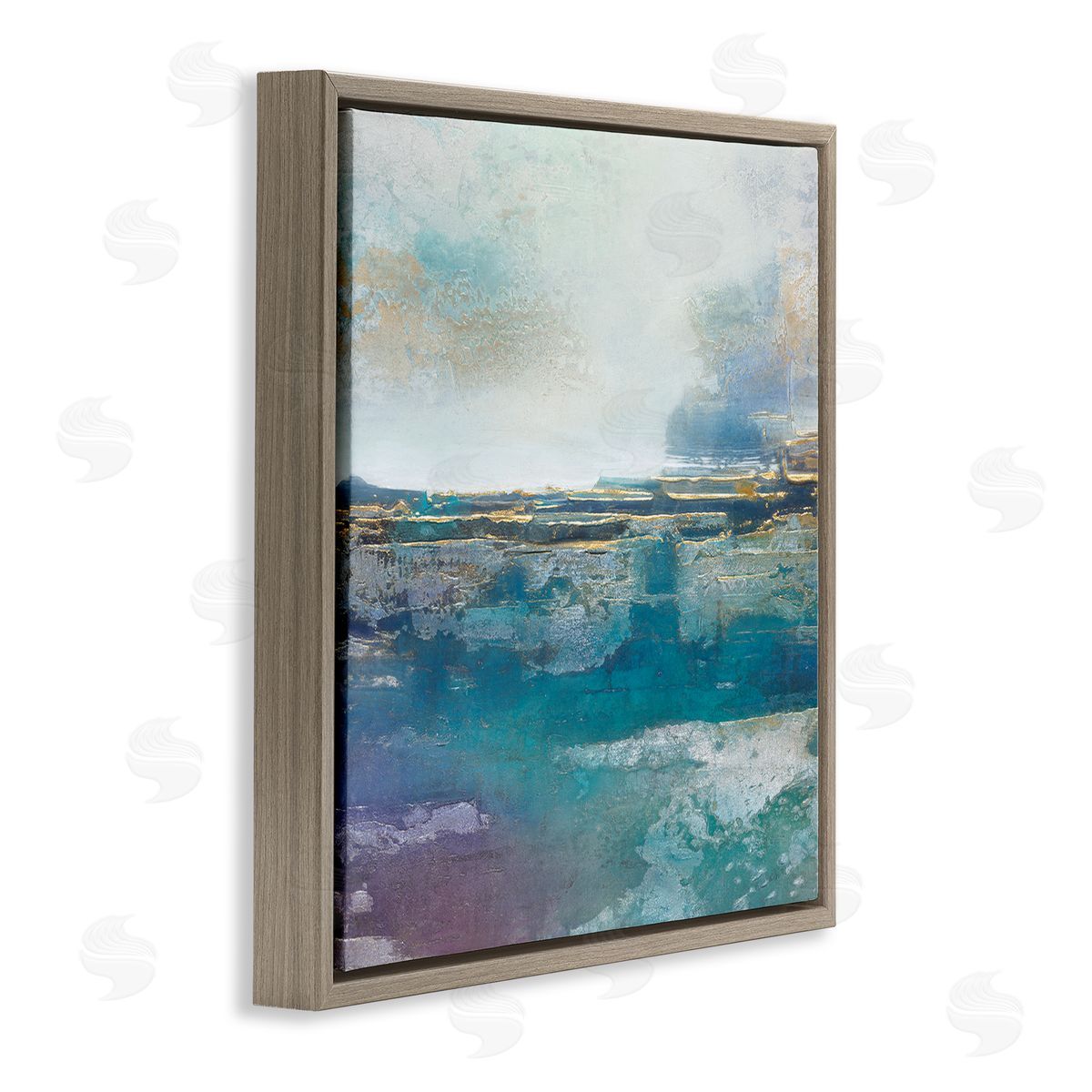 Scott Brems Abstract Ocean View Glam Detail Brown Floating Frame Canvas Wall Art Print