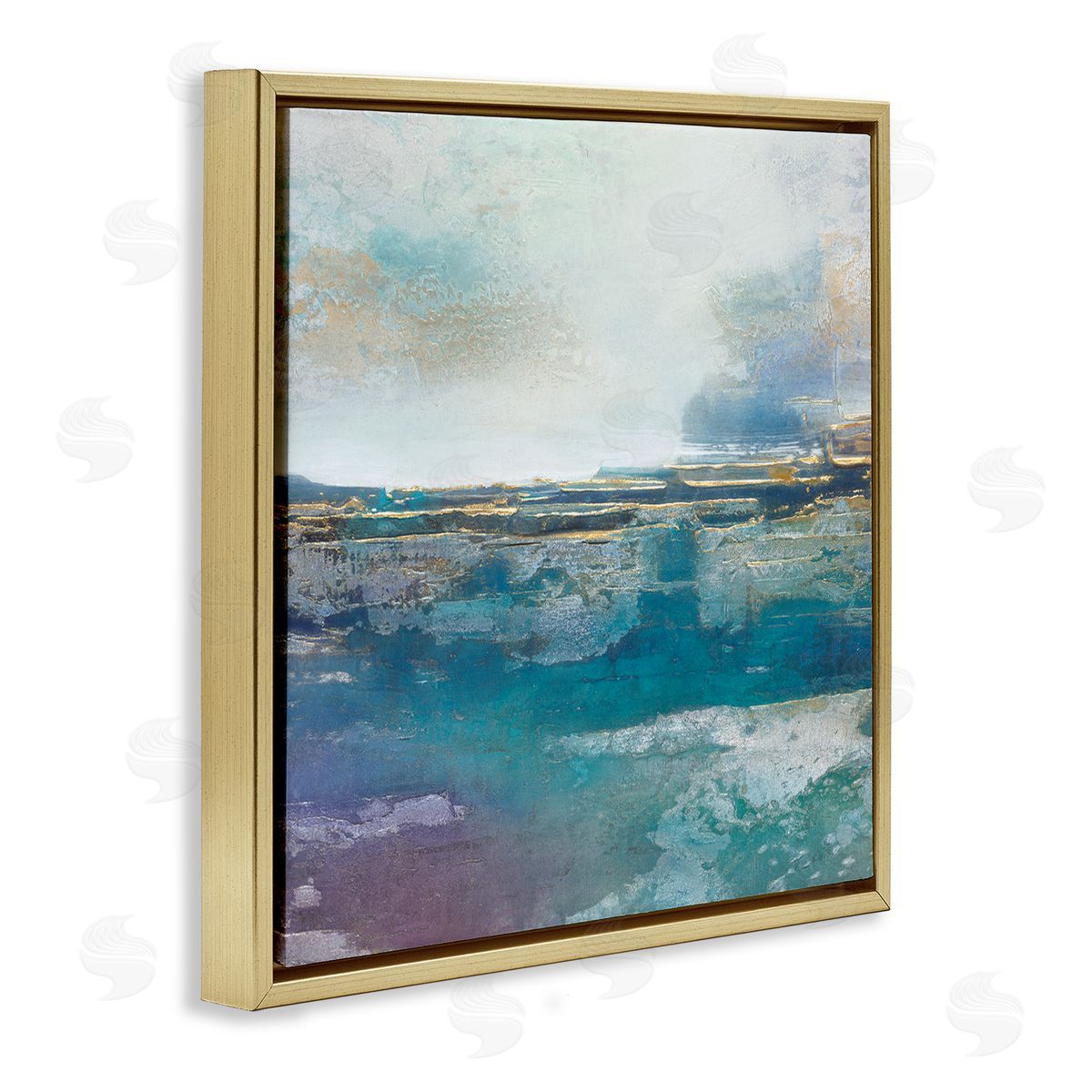 Scott Brems Abstract Ocean View Glam Detail Gold Floating Frame Canvas Wall Art Print