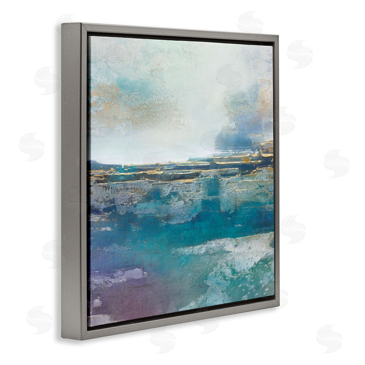 Scott Brems Abstract Ocean View Glam Detail Gray Floating Frame Canvas Wall Art Print