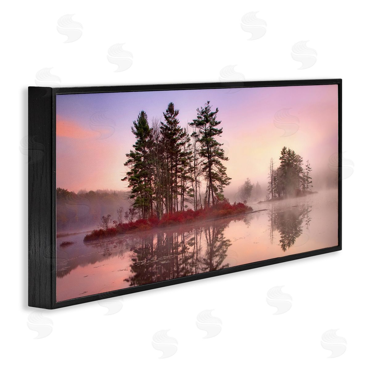 Patrick Zephyr Lake Island Trees Sunrise Sky Black Framed Glicee Wall Art Print