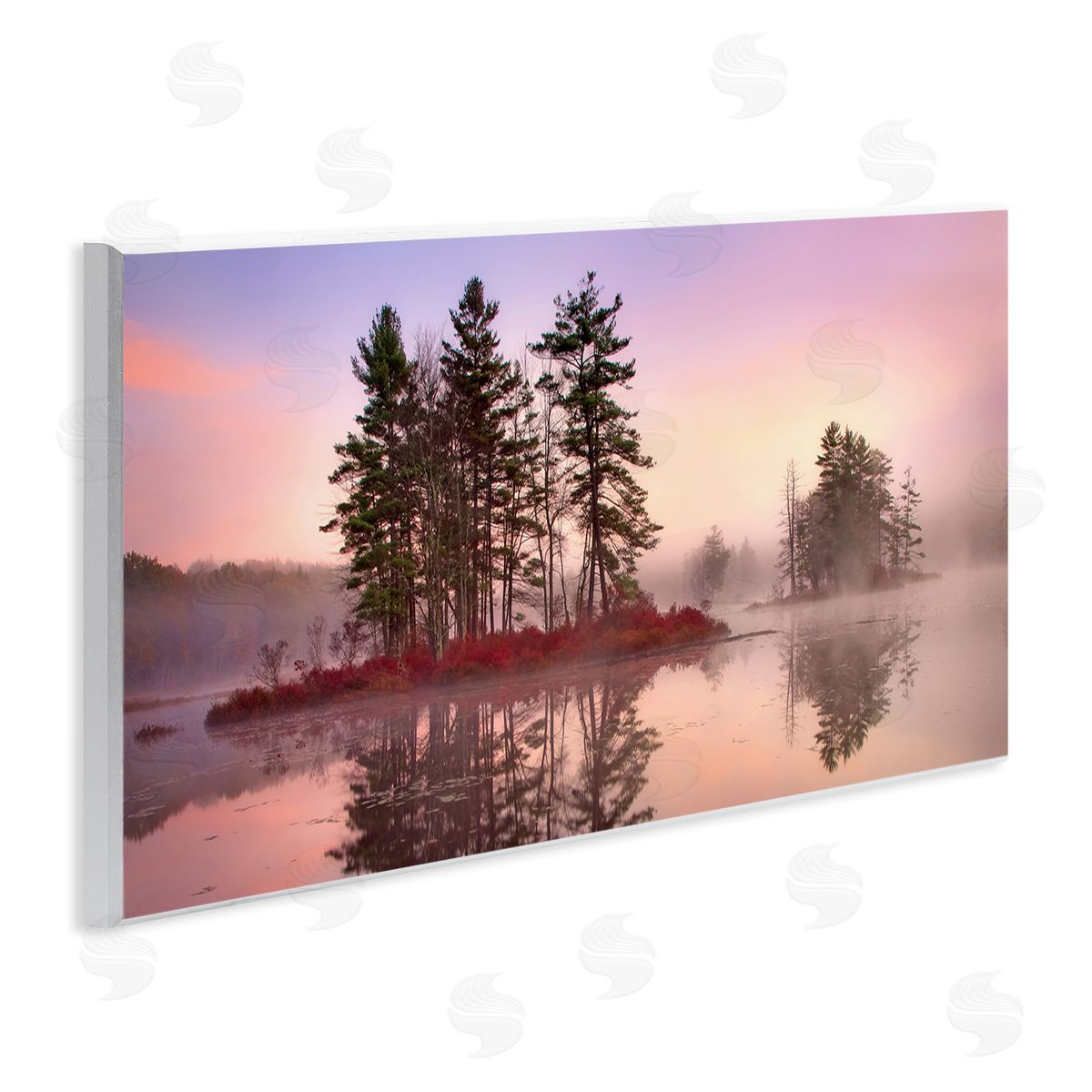 Patrick Zephyr Lake Island Trees Sunrise Sky Wooden Wall Plaque Art Print