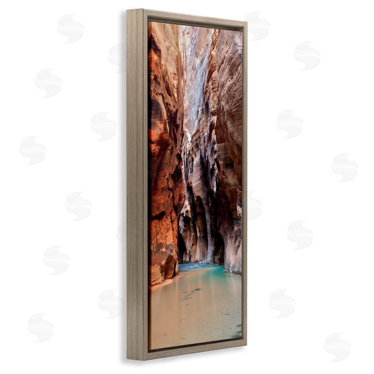 Zion National Park Cliffs Brown Floating Frame Canvas Wall Art, Home Decor by Dennis Frates