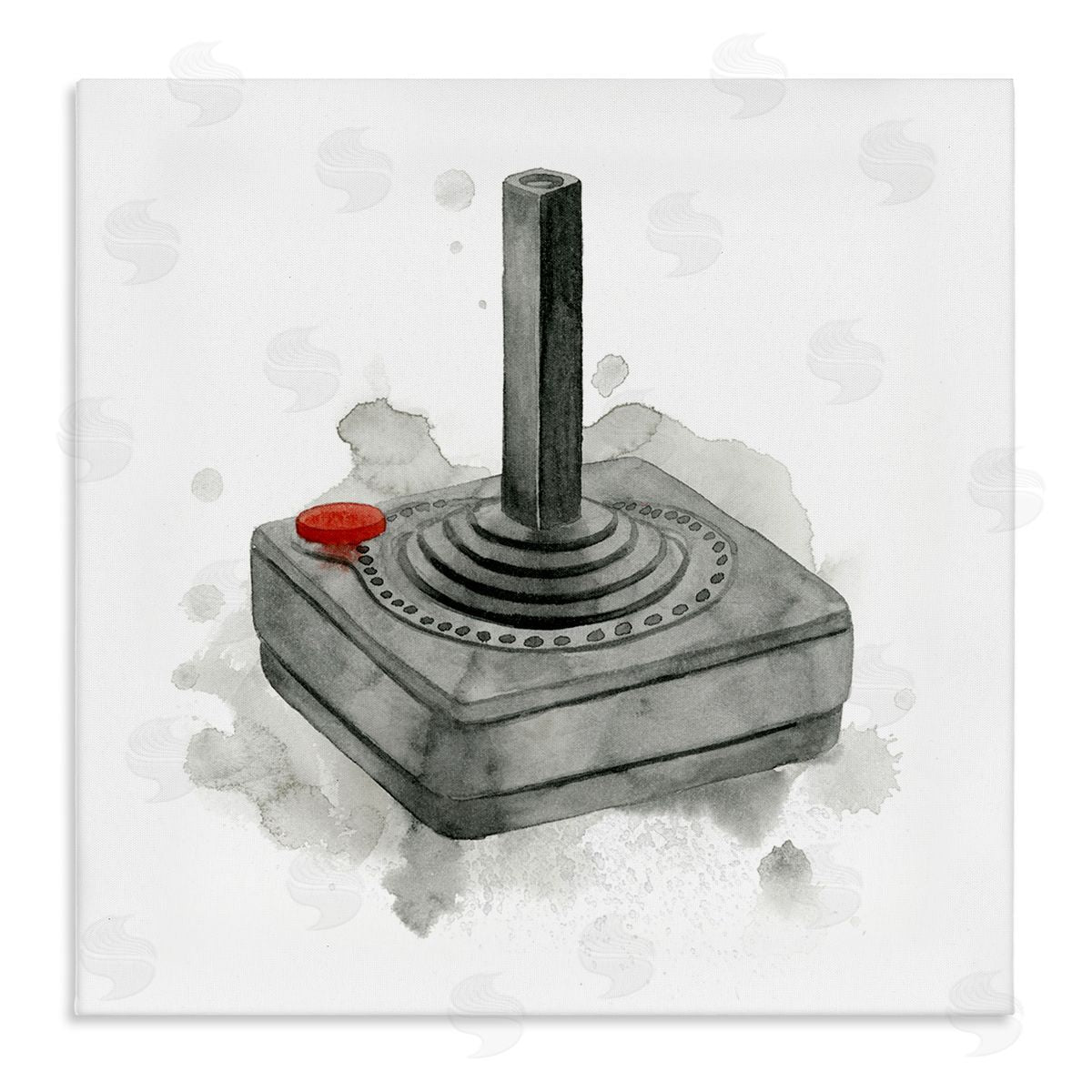 Grace Popp Vintage Video Game Joystick Stretched Canvas Wall Art Print