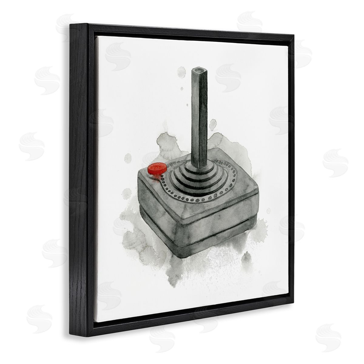 Grace Popp Vintage Video Game Joystick Black Floating Frame Canvas Wall Art Print