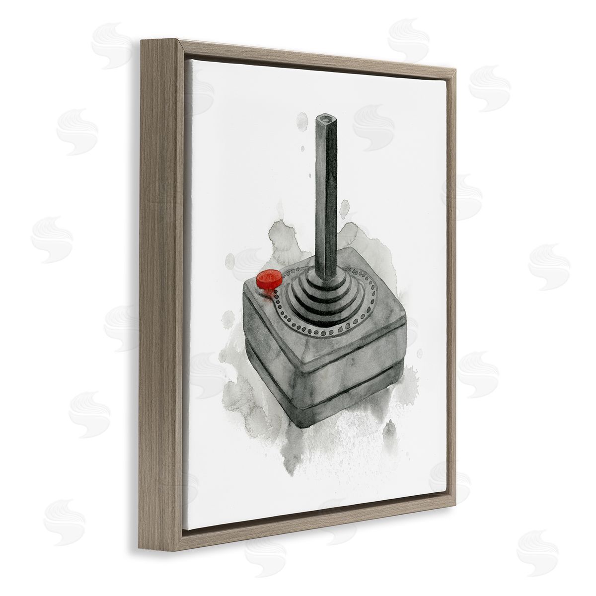 Grace Popp Vintage Video Game Joystick Brown Floating Frame Canvas Wall Art Print