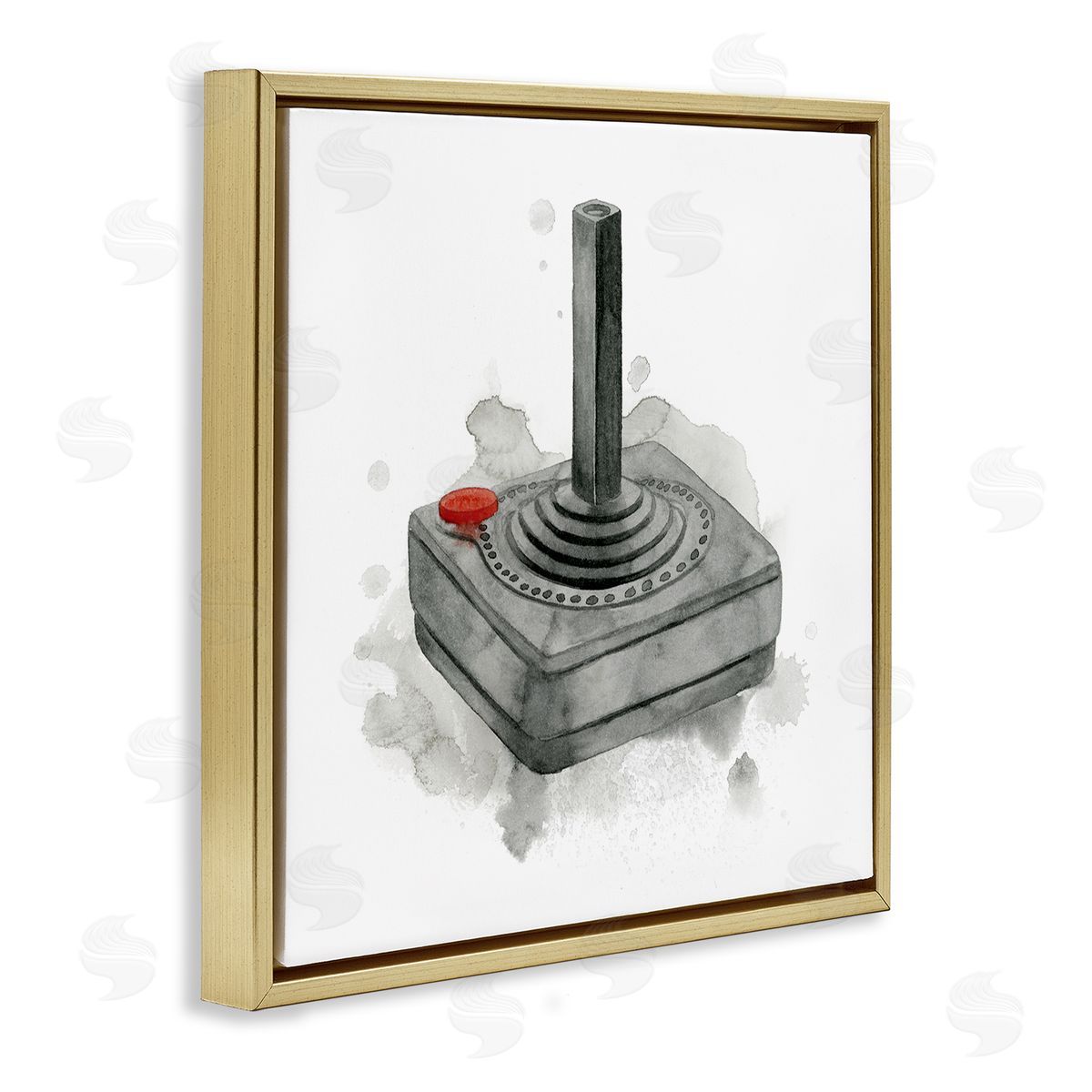 Grace Popp Vintage Video Game Joystick Gold Floating Frame Canvas Wall Art Print