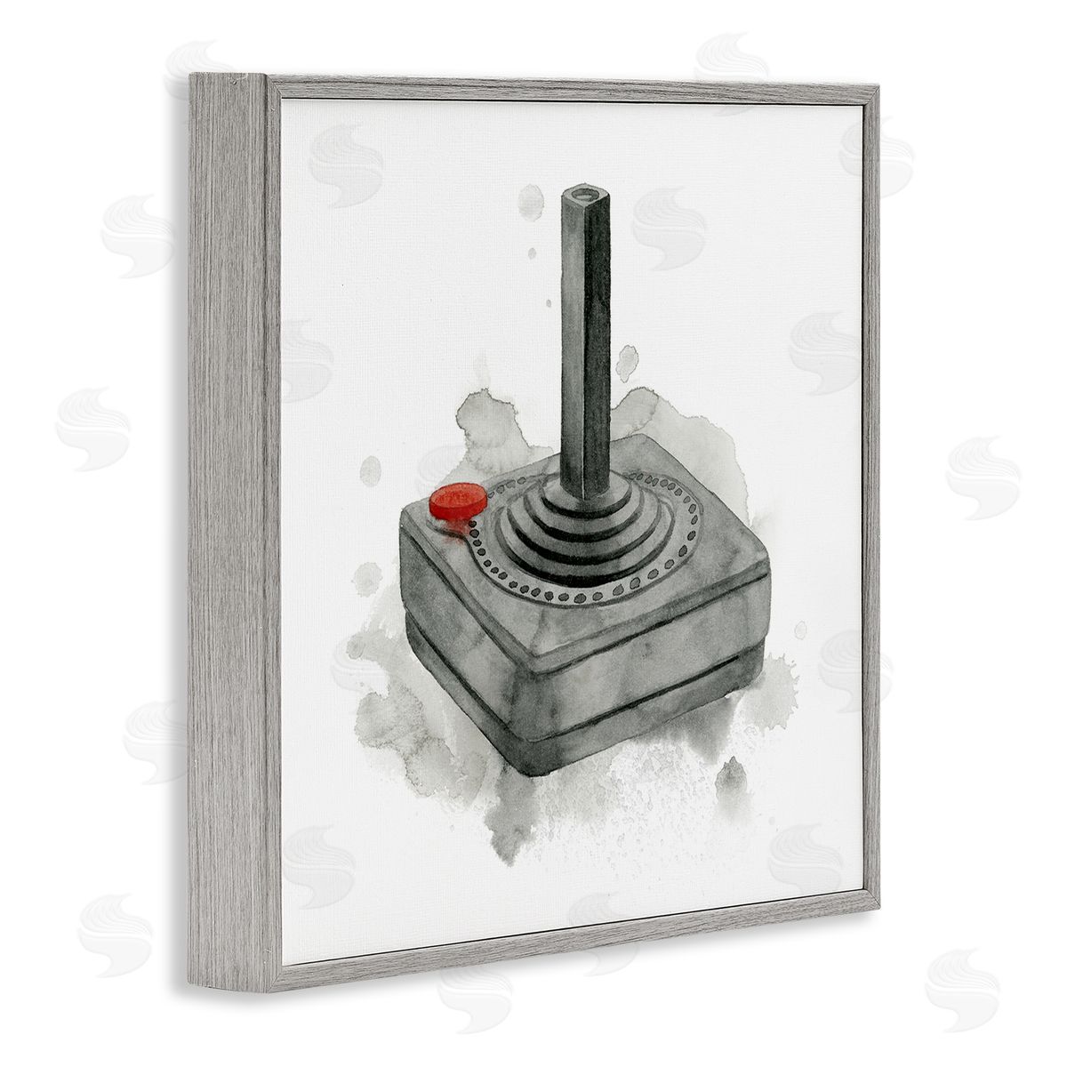 Grace Popp Vintage Video Game Joystick Gray Framed Glicee Wall Art Print