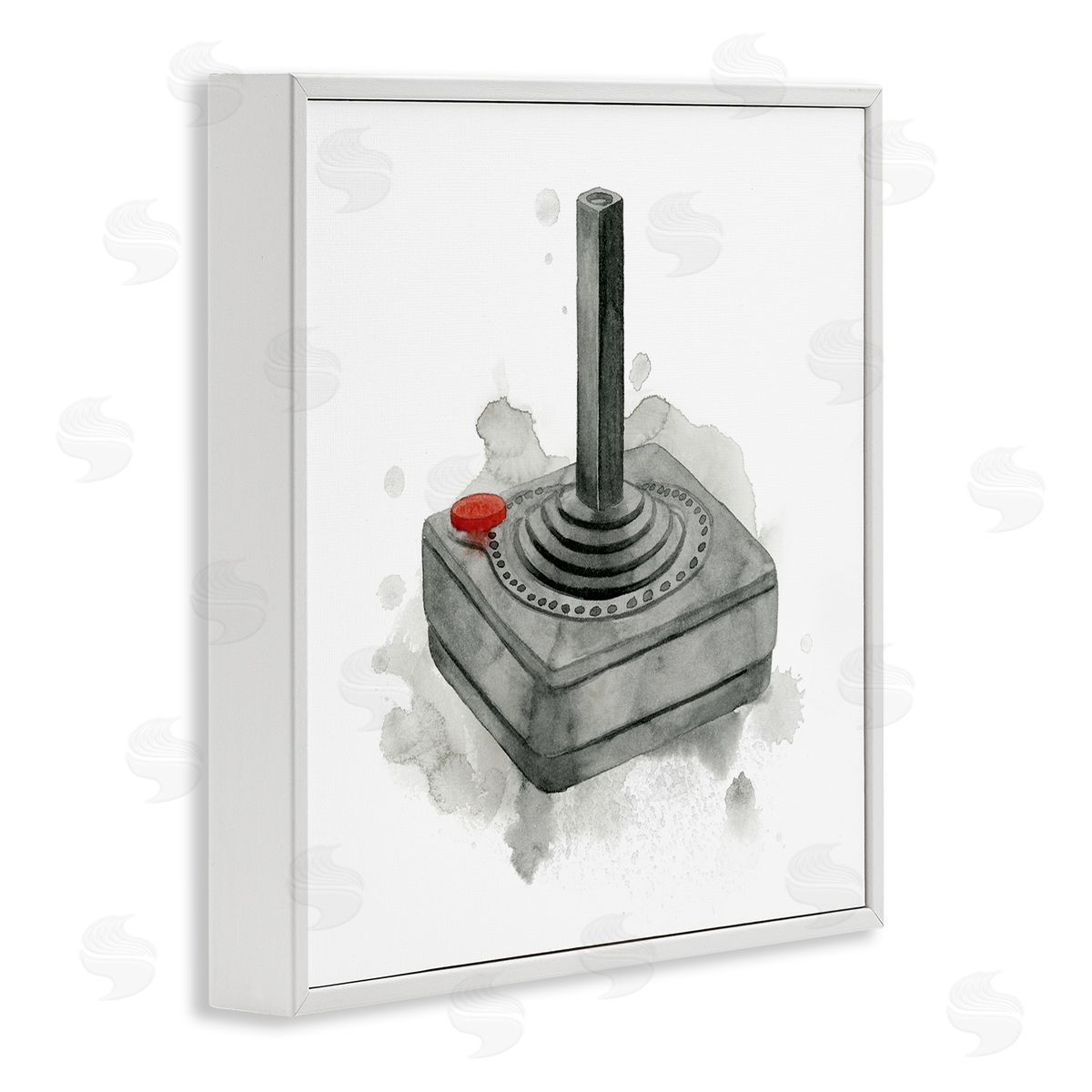 Grace Popp Vintage Video Game Joystick White Framed Glicee Wall Art Print