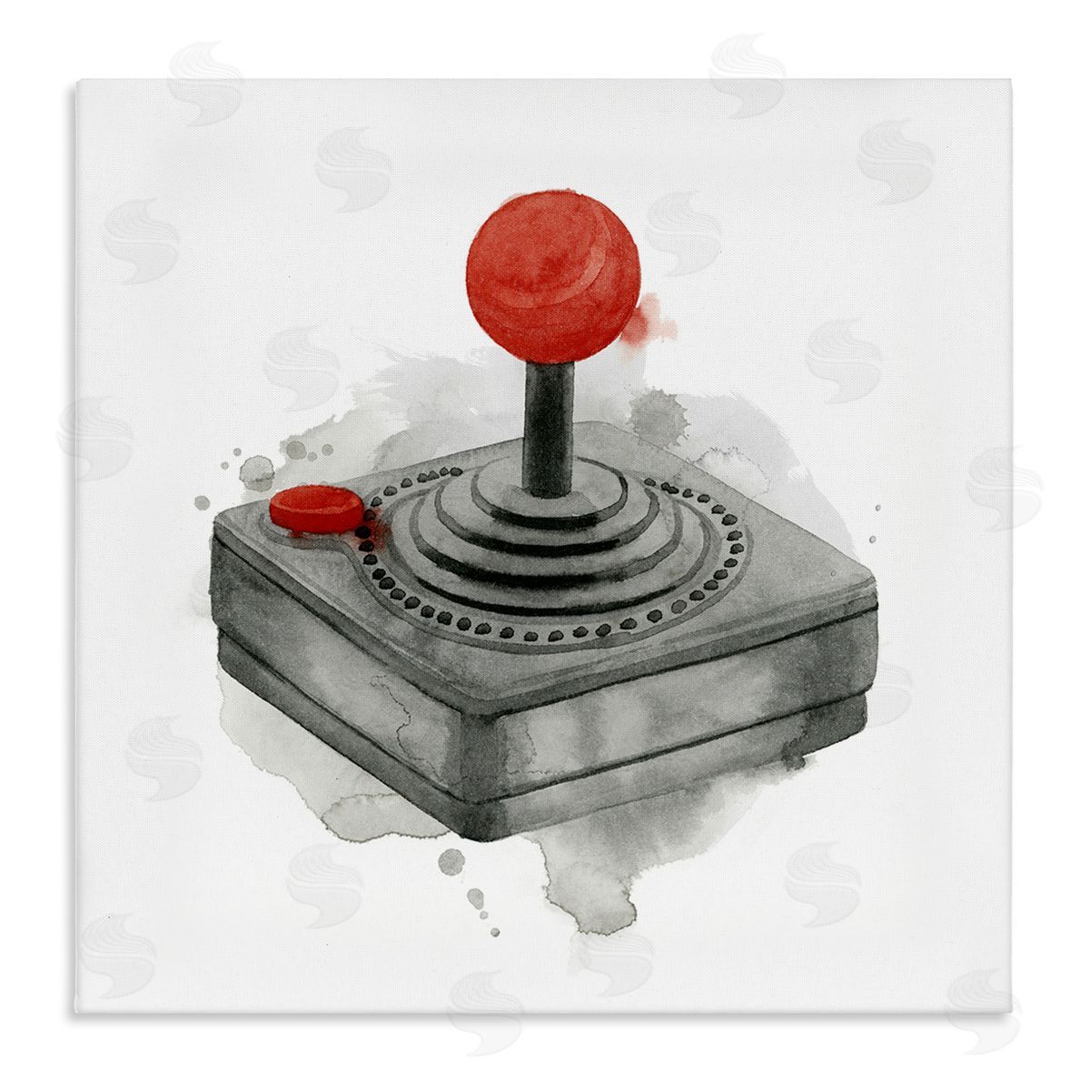 Grace Popp Vintage Gaming Controller Joystick Stretched Canvas Wall Art Print