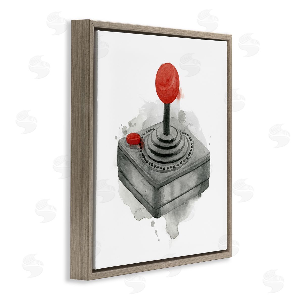 Grace Popp Vintage Gaming Controller Joystick Brown Floating Frame Canvas Wall Art Print