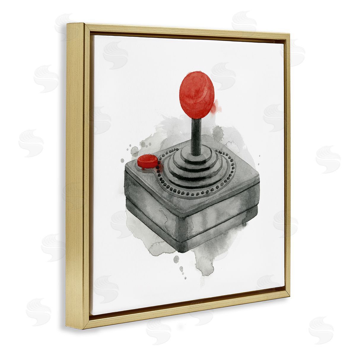 Grace Popp Vintage Gaming Controller Joystick Gold Floating Frame Canvas Wall Art Print