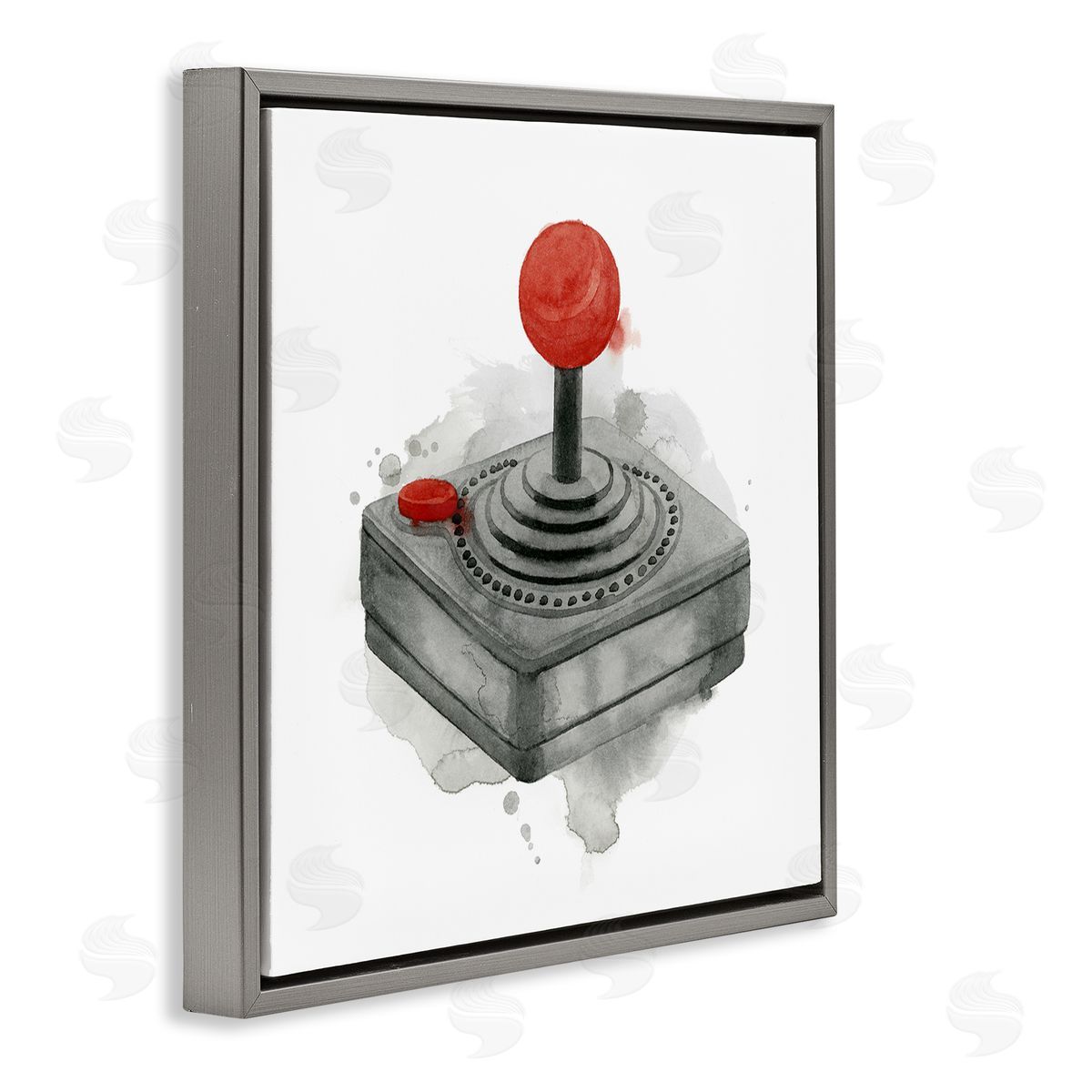 Grace Popp Vintage Gaming Controller Joystick Gray Floating Frame Canvas Wall Art Print