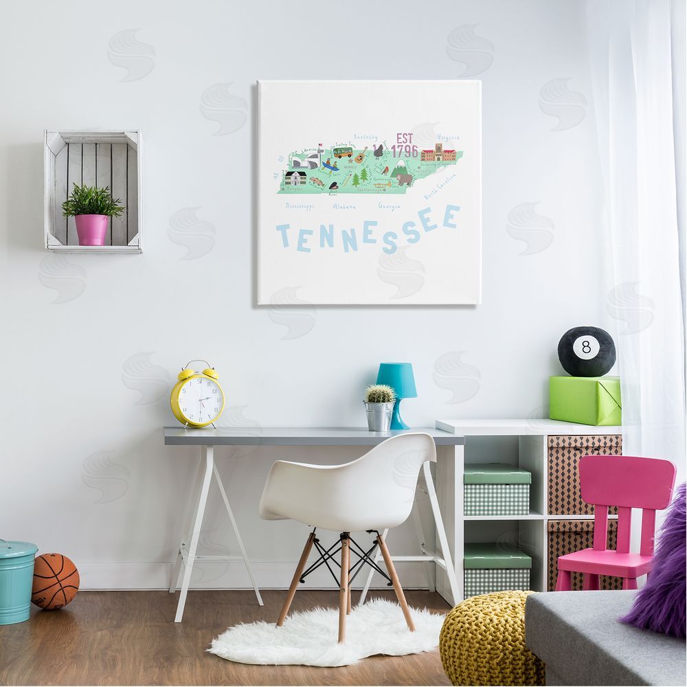 Carla Daly Tennessee Visual State Map Canvas Wall Art in Room