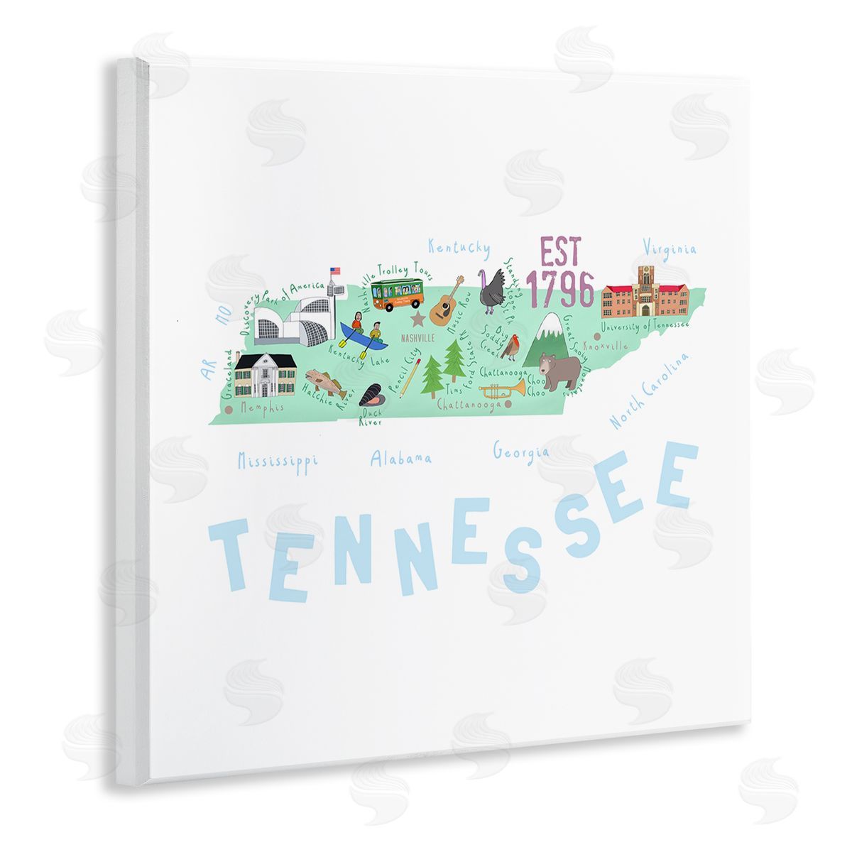 Carla Daly Tennessee Visual State Map Wooden Wall Plaque Art Print