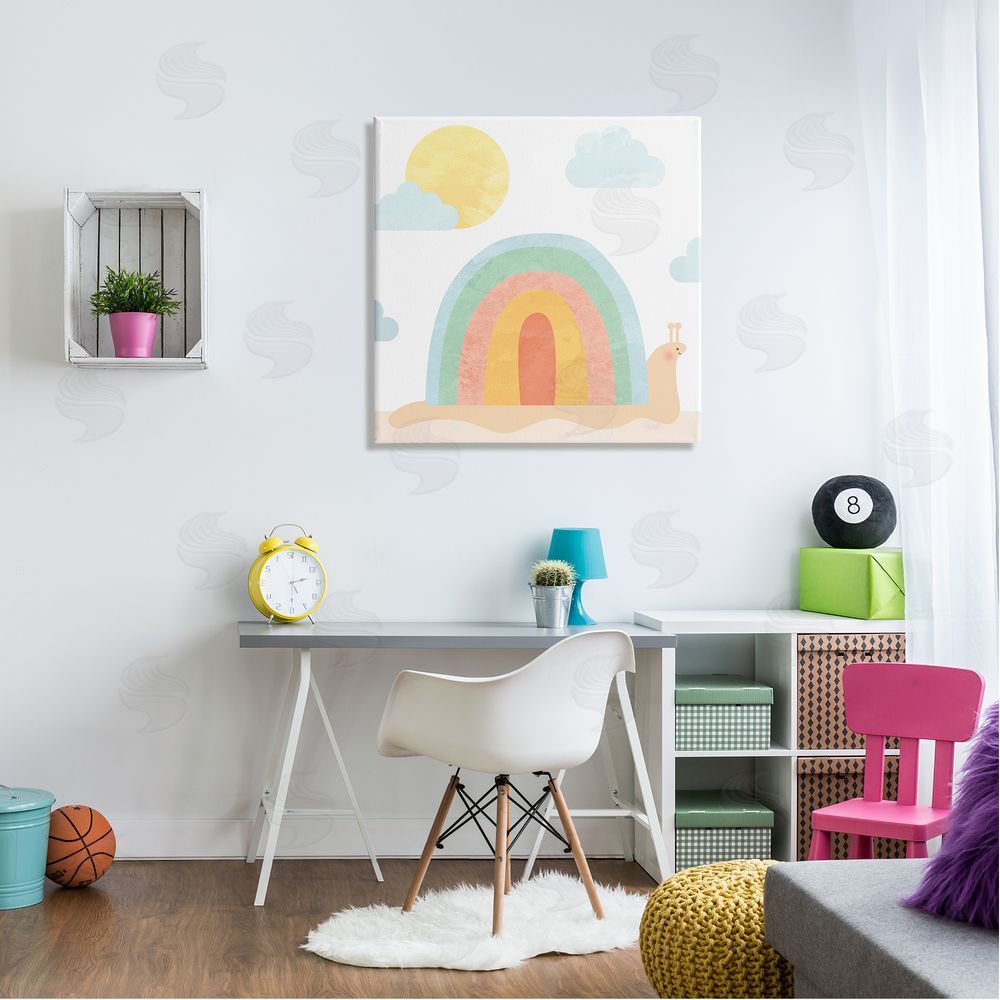 Stupell Studio Snail Striped Rainbow Shell  Canvas Wall Art in Room
