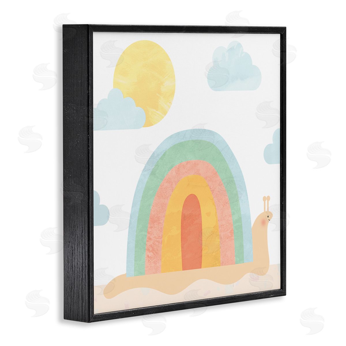 Stupell Studio Snail Striped Rainbow Shell  Black Framed Glicee Wall Art Print