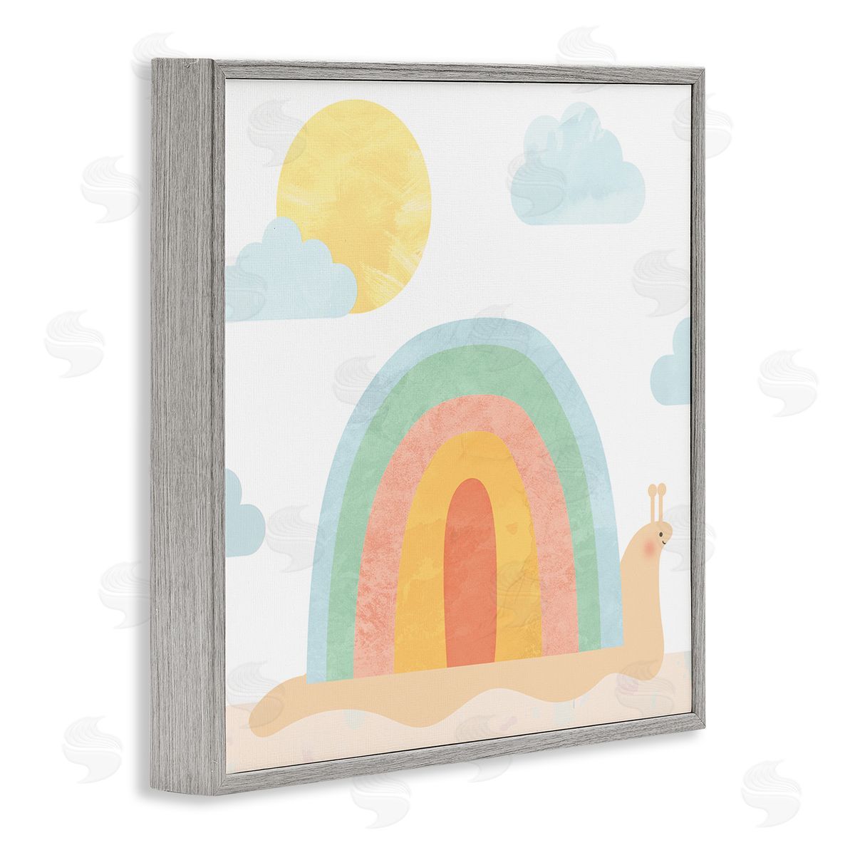 Stupell Studio Snail Striped Rainbow Shell  Gray Framed Glicee Wall Art Print
