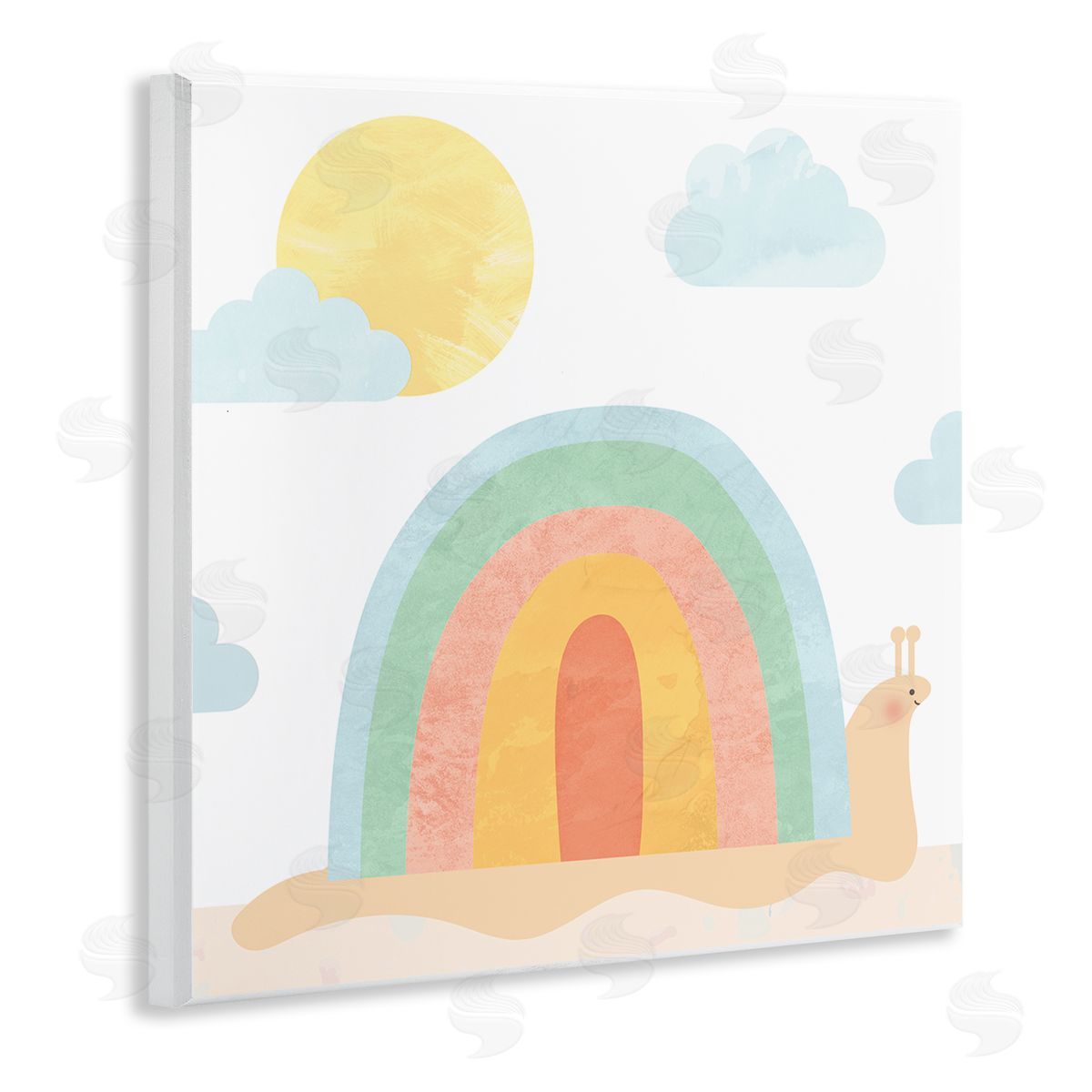 Stupell Studio Snail Striped Rainbow Shell  Wooden Wall Plaque Art Print