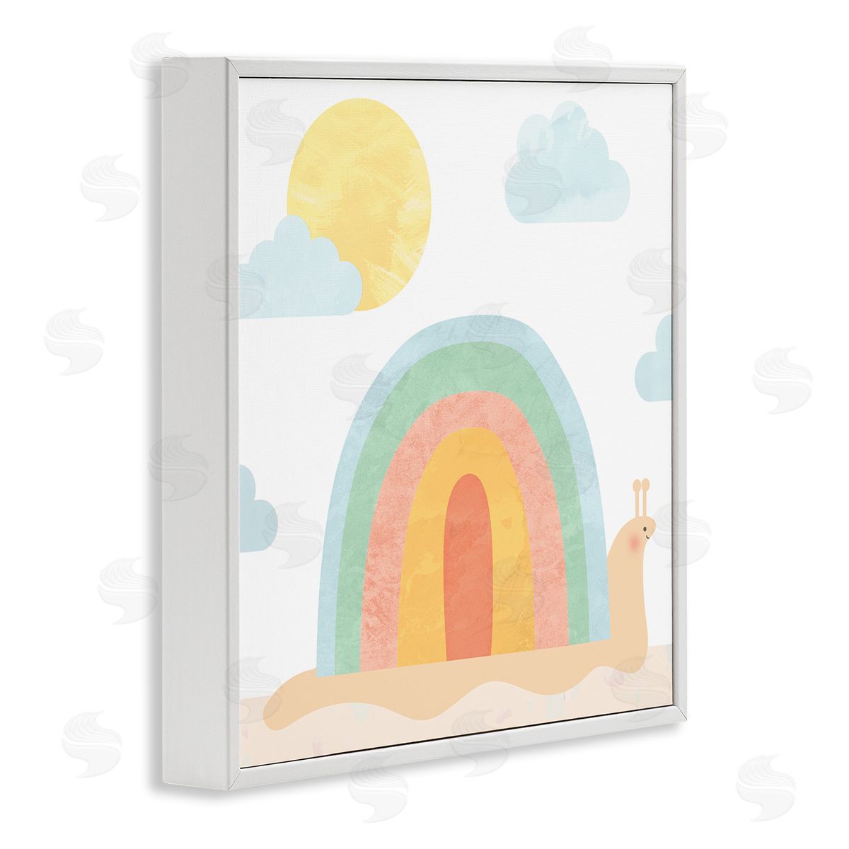 Stupell Studio Snail Striped Rainbow Shell  White Framed Glicee Wall Art Print