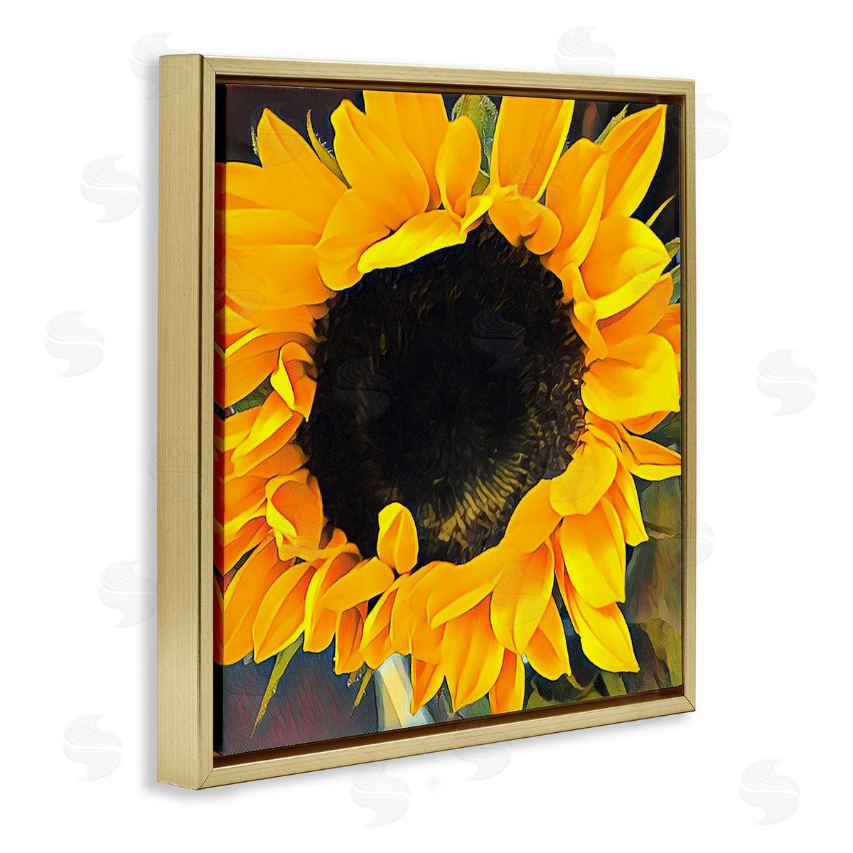 Jessica Manelis Yellow Sunflower Summer Garden Gold Floating Frame Canvas Wall Art Print