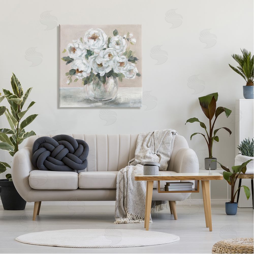 Carol Robinson White Peony Bouquet Painting Canvas Wall Art in Room