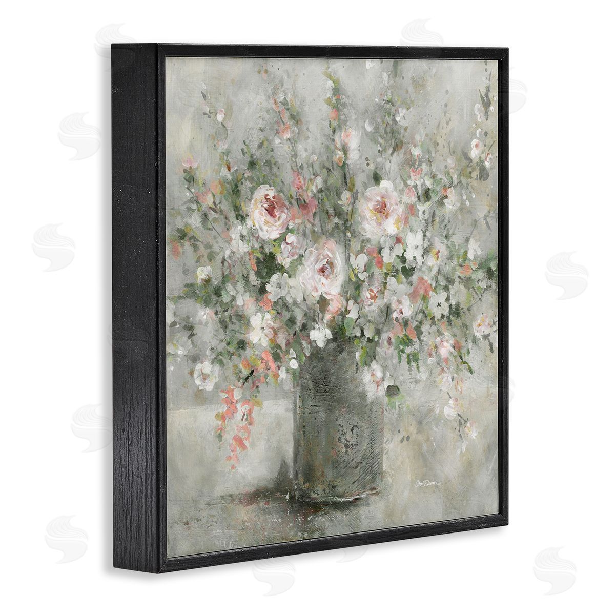 Carol Robinson Soft Pink Blooms Farmhouse Bouquet Black Framed Glicee Wall Art Print
