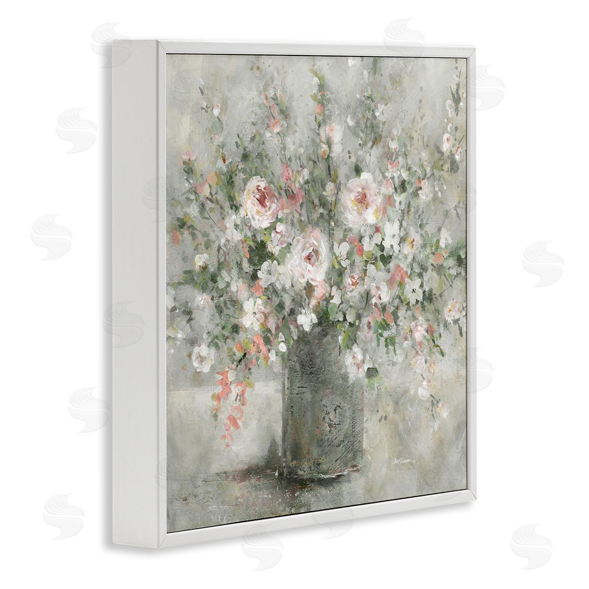 Carol Robinson Soft Pink Blooms Farmhouse Bouquet White Framed Glicee Wall Art Print