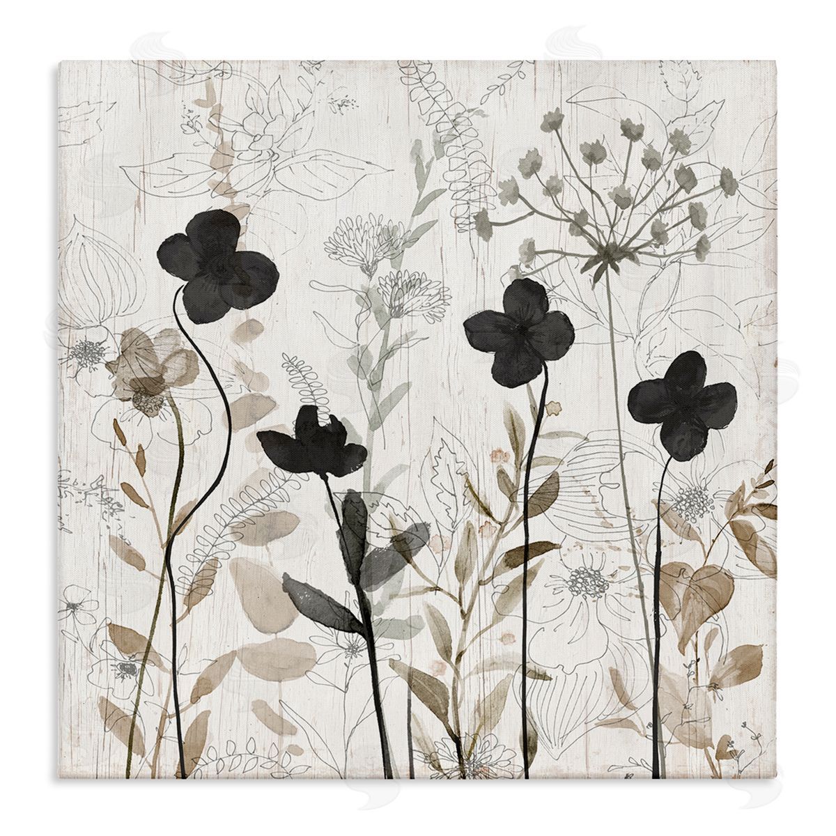 Livi Finn Wild Blooms Botanical Pattern Stretched Canvas Wall Art Print
