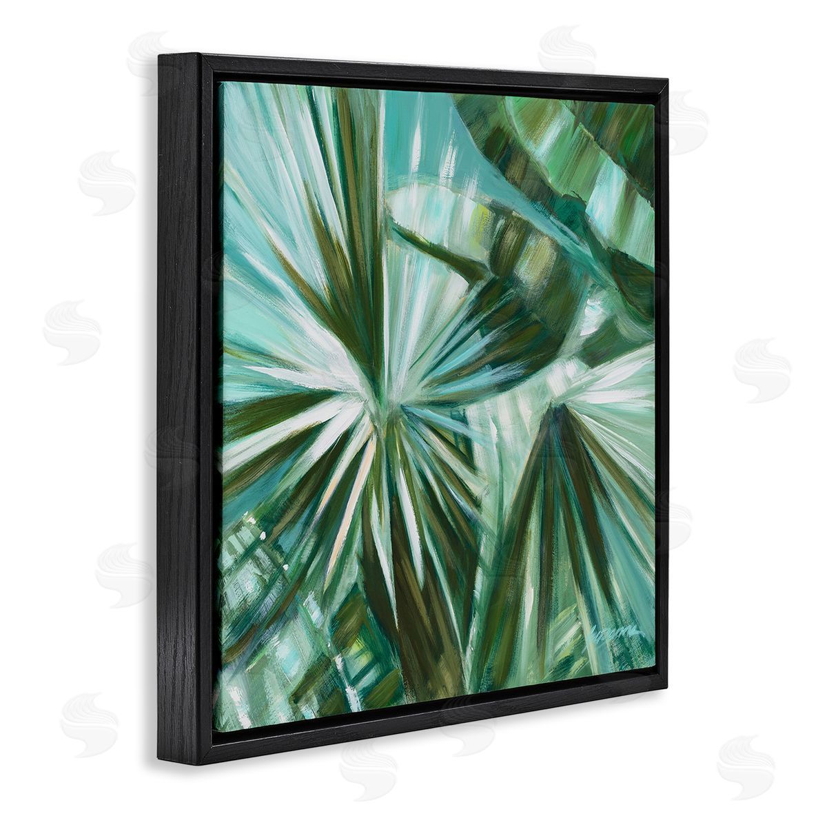 Suzanne Wilkins Tropical Plant Leaves Abstraction Black Floating Frame Canvas Wall Art Print