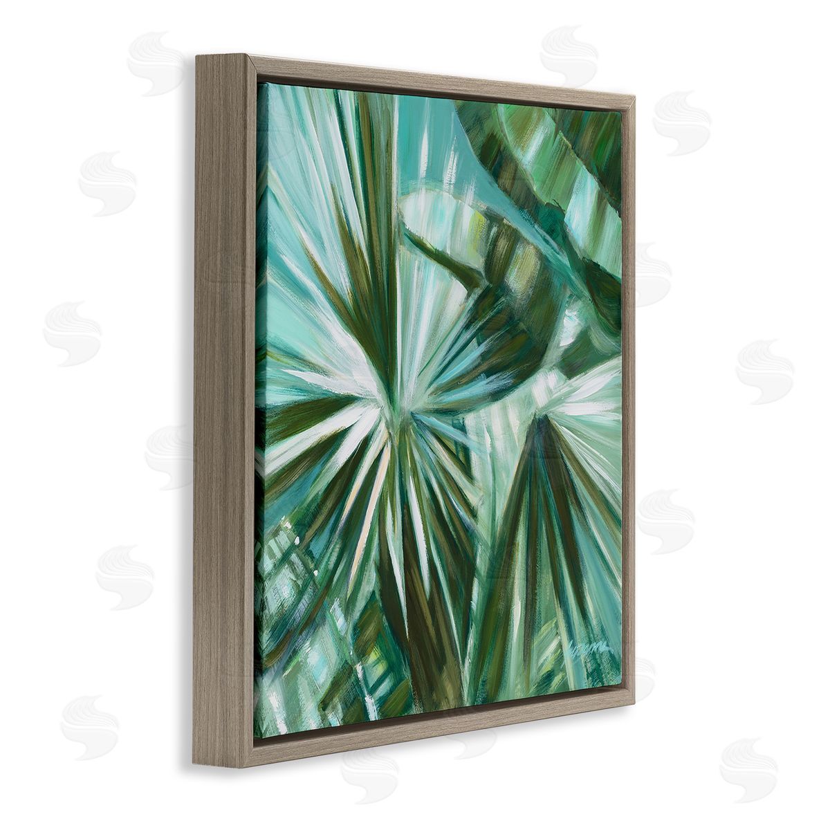 Suzanne Wilkins Tropical Plant Leaves Abstraction Brown Floating Frame Canvas Wall Art Print