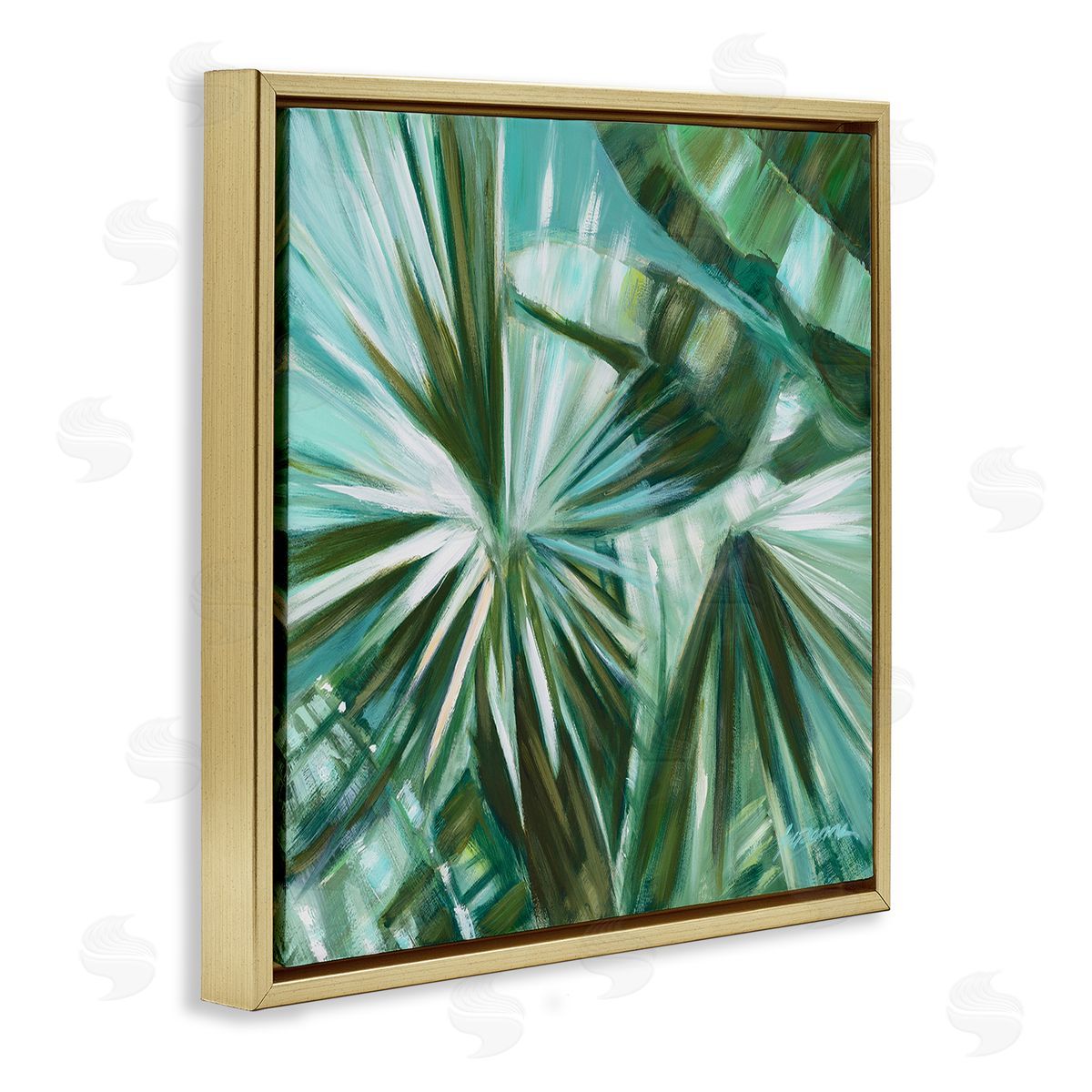 Suzanne Wilkins Tropical Plant Leaves Abstraction Gold Floating Frame Canvas Wall Art Print