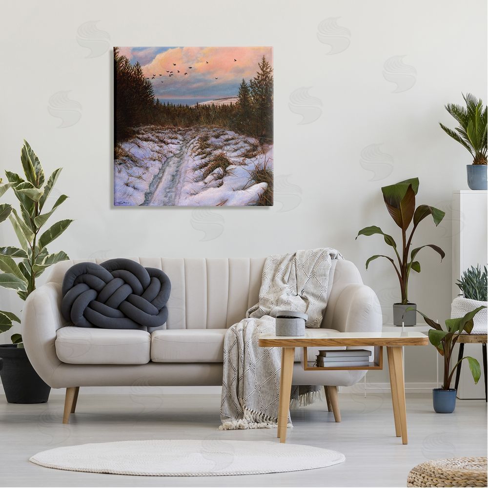 Jeremy Paul Snowy Coastal Nature Trail Canvas Wall Art in Room